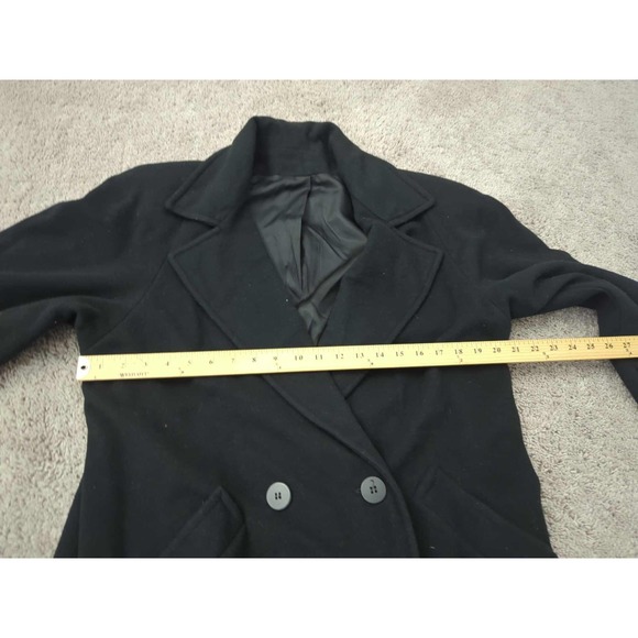Harold's Peacoat Womens 6 Black Wool Double-Breasted Full Length Made in USA - Picture 3 of 9